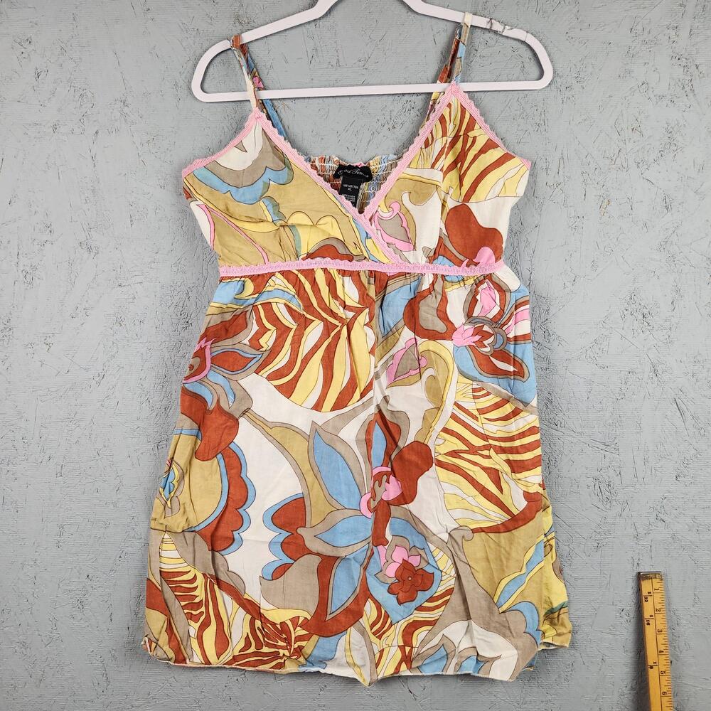 Vintage Good Times Dress Womens XL Floral Spaghetti Strap Sundress Babydoll Y2k